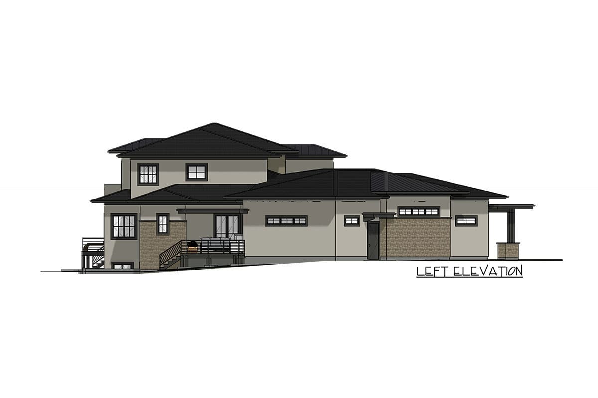 Plan 64534SC: Prairie-Style Home Plan with Courtyard Entry and Large Garage - Image #12 - Country, Craftsman, Mountain, Prairie