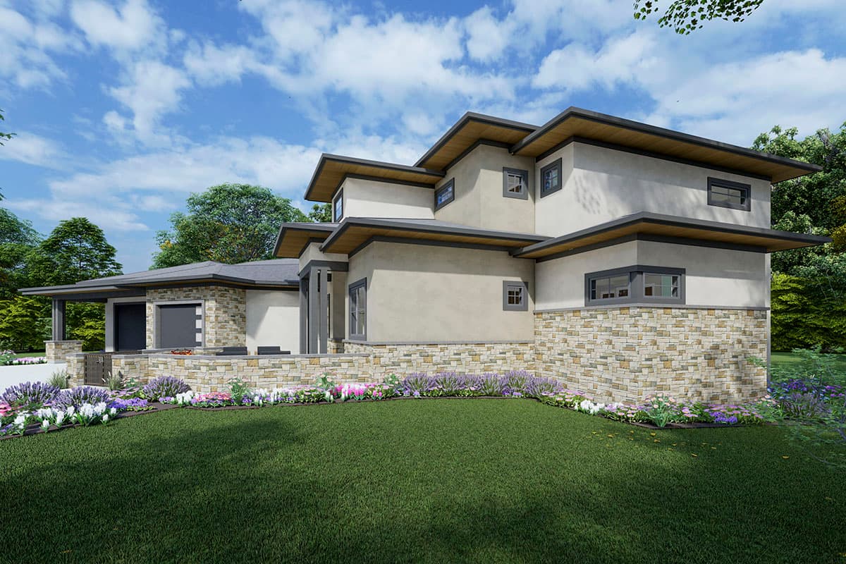 Plan 64534SC: Prairie-Style Home Plan with Courtyard Entry and Large Garage - Image #4 - Country, Craftsman, Mountain, Prairie