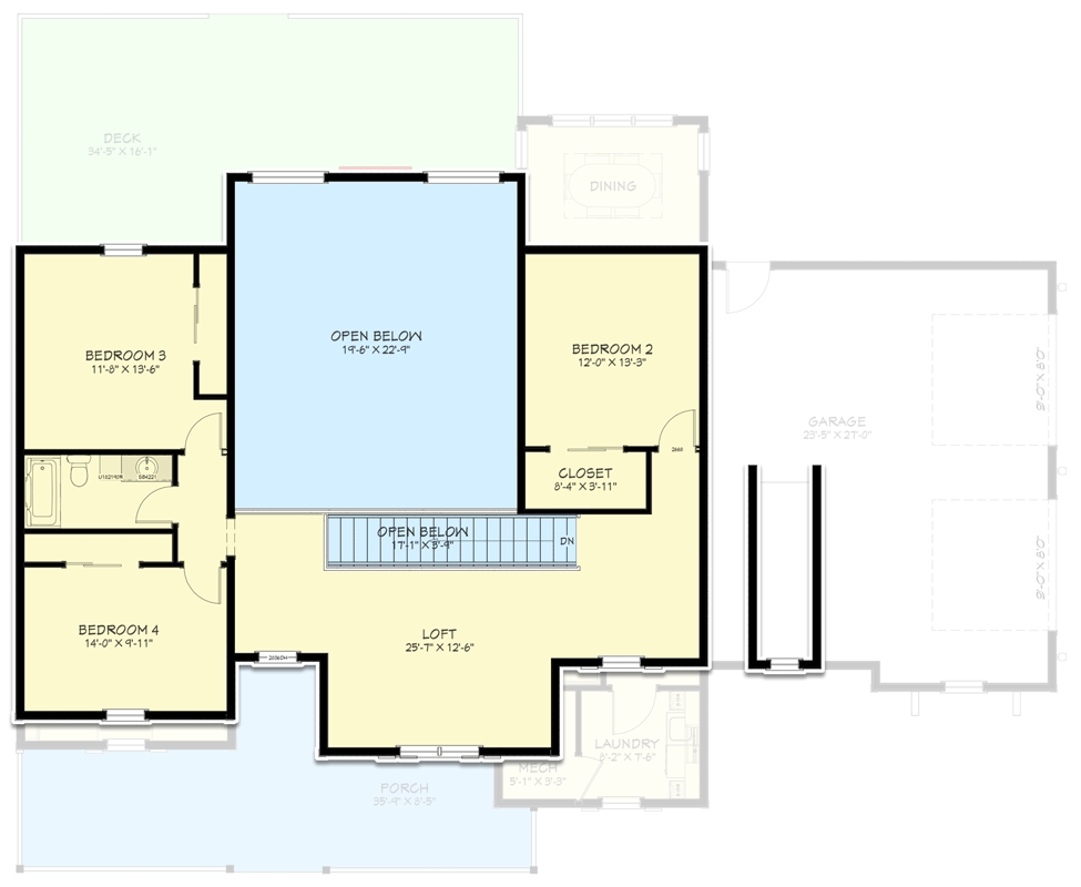 Plan 744508ABR: Just Under 3,000 Square Feet of Traditional 2-Story Farmhouse  - Floor Plan - 2nd Floor - Country, Farmhouse, Traditional