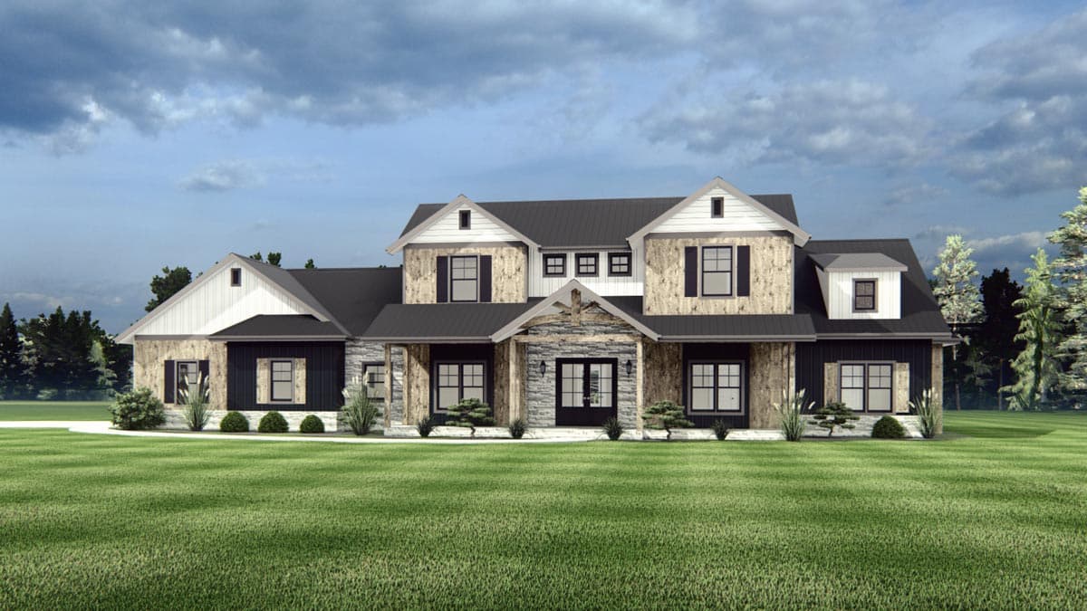 Plan 744509ABR: 4-Bed Rustic Farmhouse with  Flex Room and Side-entry Garage - Image #8 - Country, Craftsman, Farmhouse, Modern Farmhouse, New American