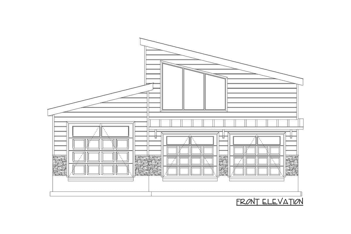 Plan 61398UT: 1200 Square Foot Modern Garage Apartment with 3-Car Capacity - Image #15 - Carriage, Contemporary, Mid Century Modern, Modern