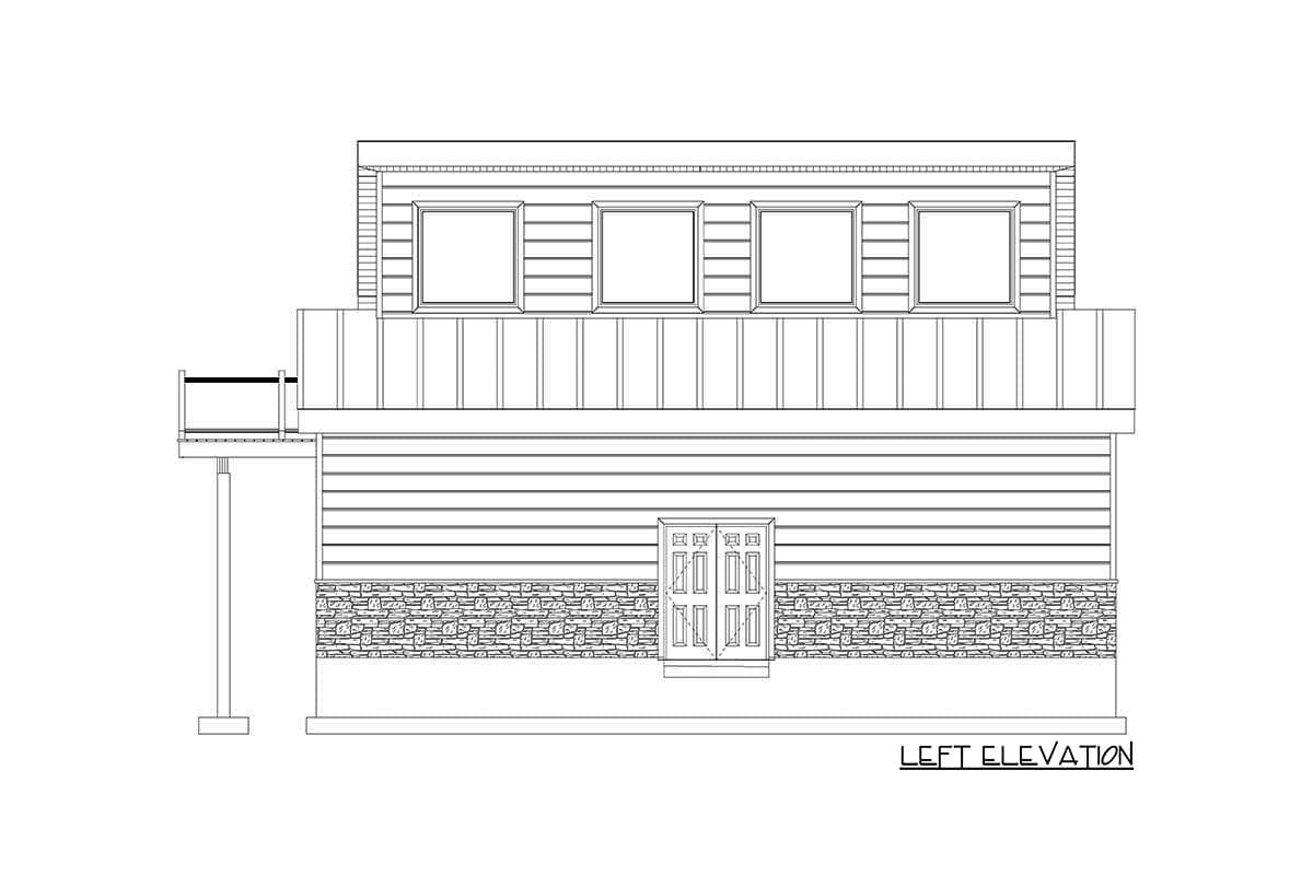 Plan 61398UT: 1200 Square Foot Modern Garage Apartment with 3-Car Capacity - Image #16 - Carriage, Contemporary, Mid Century Modern, Modern