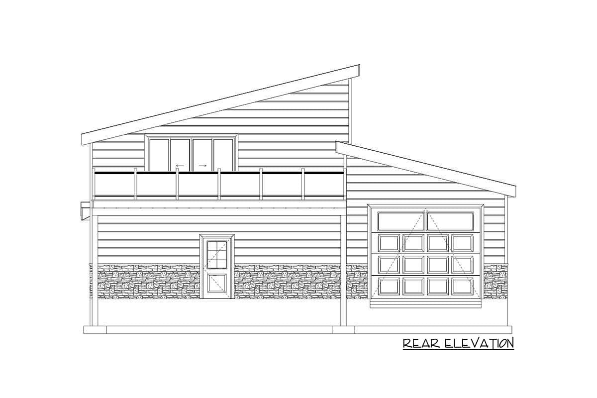 Plan 61398UT: 1200 Square Foot Modern Garage Apartment with 3-Car Capacity - Image #17 - Carriage, Contemporary, Mid Century Modern, Modern