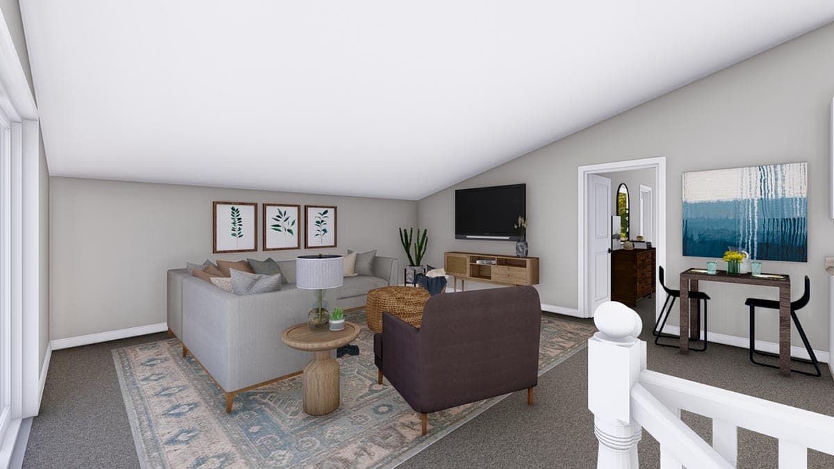 Plan 61398UT: 1200 Square Foot Modern Garage Apartment with 3-Car Capacity - Image #7 - Carriage, Contemporary, Mid Century Modern, Modern