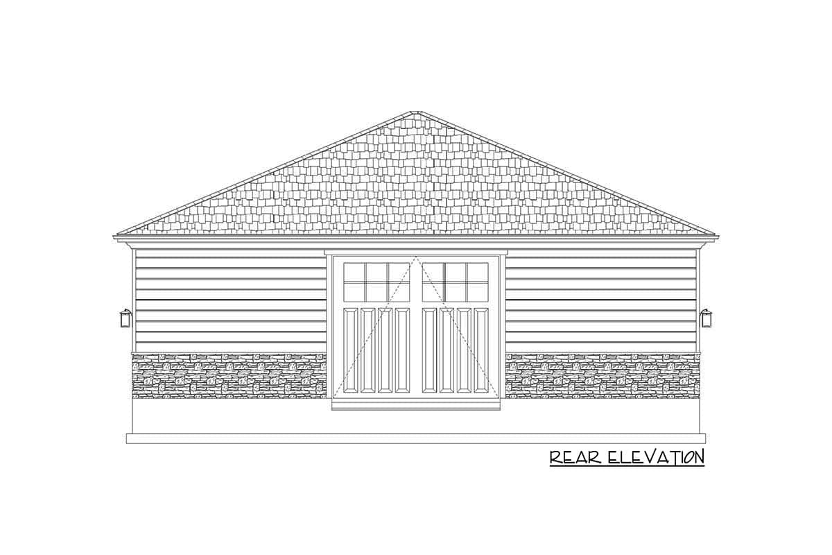 Plan 61399UT: 3-Car Detached Garage with Drive-Through Center Bay and a Full Bath - Image #9 - Country, Craftsman