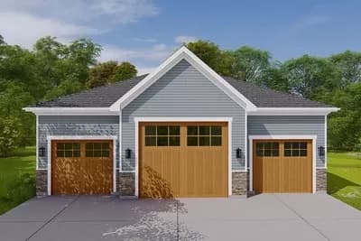 3-Car Detached Garage with Drive-Through Center Bay and a Full Bath