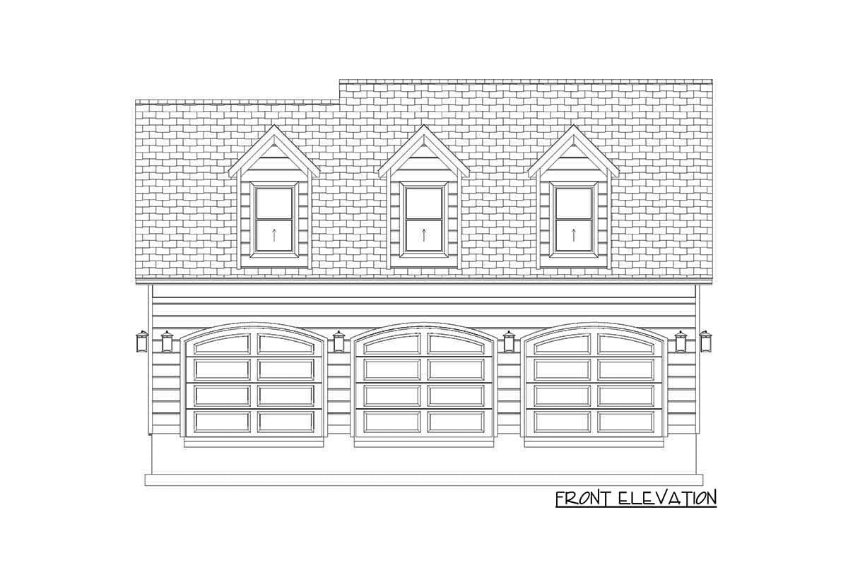 Plan 61411UT: 3-Car Garage with 1000-Plus Square Foot Bonus Room Above - Image #8 - Country, Traditional