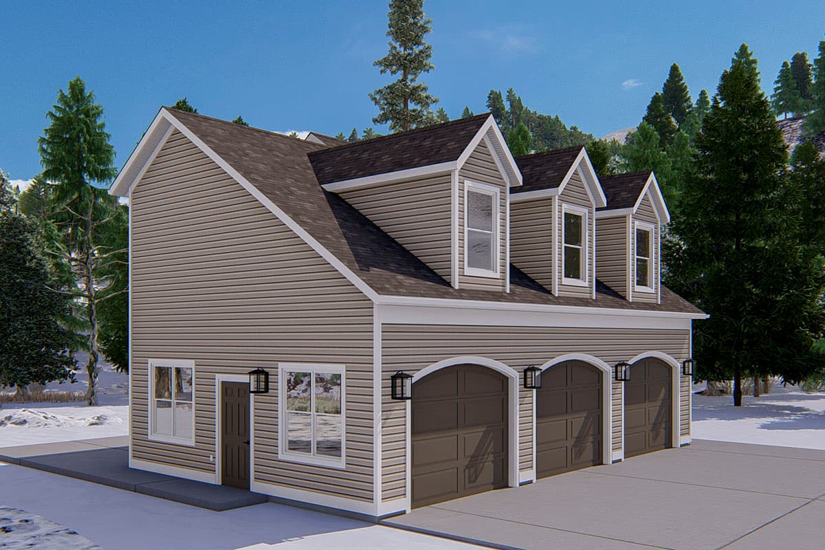 Plan 61411UT: 3-Car Garage with 1000-Plus Square Foot Bonus Room Above - Image #5 - Country, Traditional
