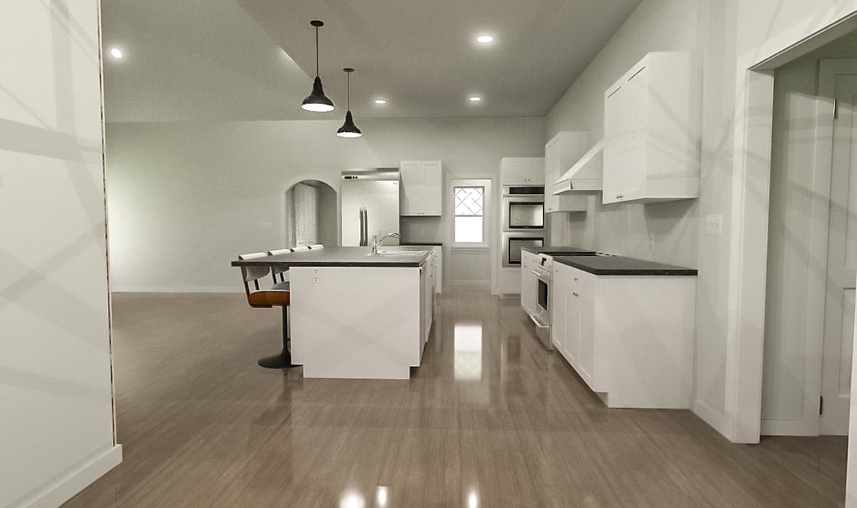 Plan 744510ABR: 1500 Square Foot Contemporary Tudor Cottage House Plan with Flex Room - Image #9 - Cottage, European, Southern, Southern Traditional, Tudor