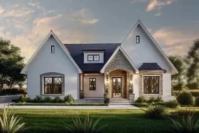 1500 Square Foot Contemporary Tudor Cottage House Plan with Flex Room