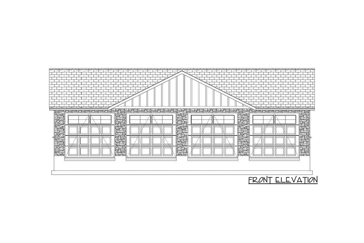 Plan 61413UT: 4-Bay Detached Garage with Attractive Central Gable - Image #7 - Rustic, Traditional