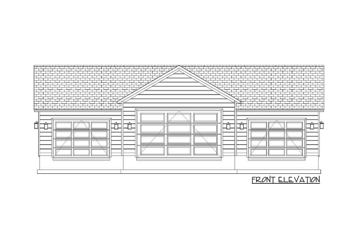 Plan 61415UT: 4-Car Detached Garage Plan with Drive-Thru Double Bay - Image #7 - Traditional