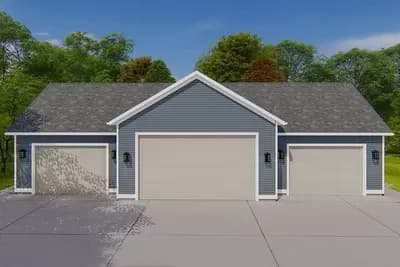4-Car Detached Garage Plan with Drive-Thru Double Bay