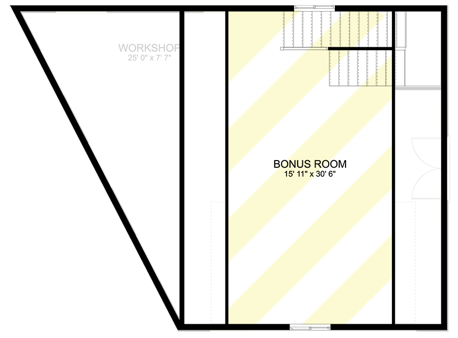 Plan 61416UT: Trapezoidal 2-Car Garage Plan with Workshop and Bonus Space - Floor Plan - 2nd Floor