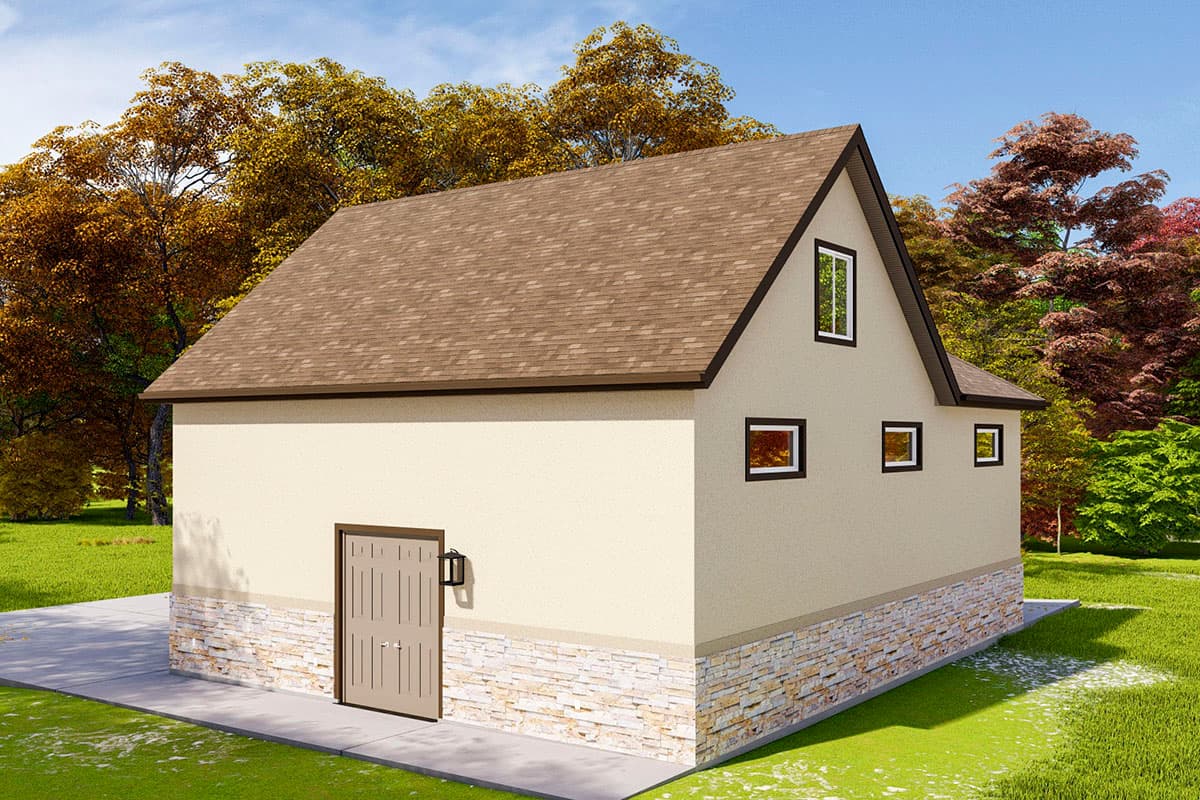 Plan 61416UT: Trapezoidal 2-Car Garage Plan with Workshop and Bonus Space - Image #4