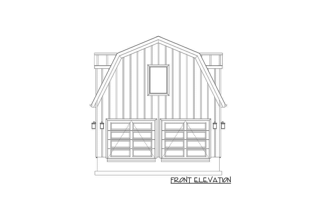 Plan 61418UT: Barn-Like Detached 780 Square Foot 2-Car Garage with Bonus Above - Image #6 - Country, Rustic