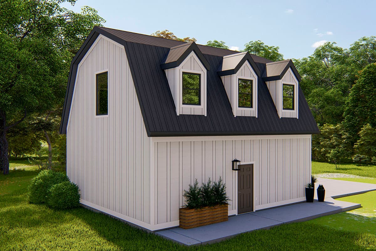 Plan 61418UT: Barn-Like Detached 780 Square Foot 2-Car Garage with Bonus Above - Image #4 - Country, Rustic