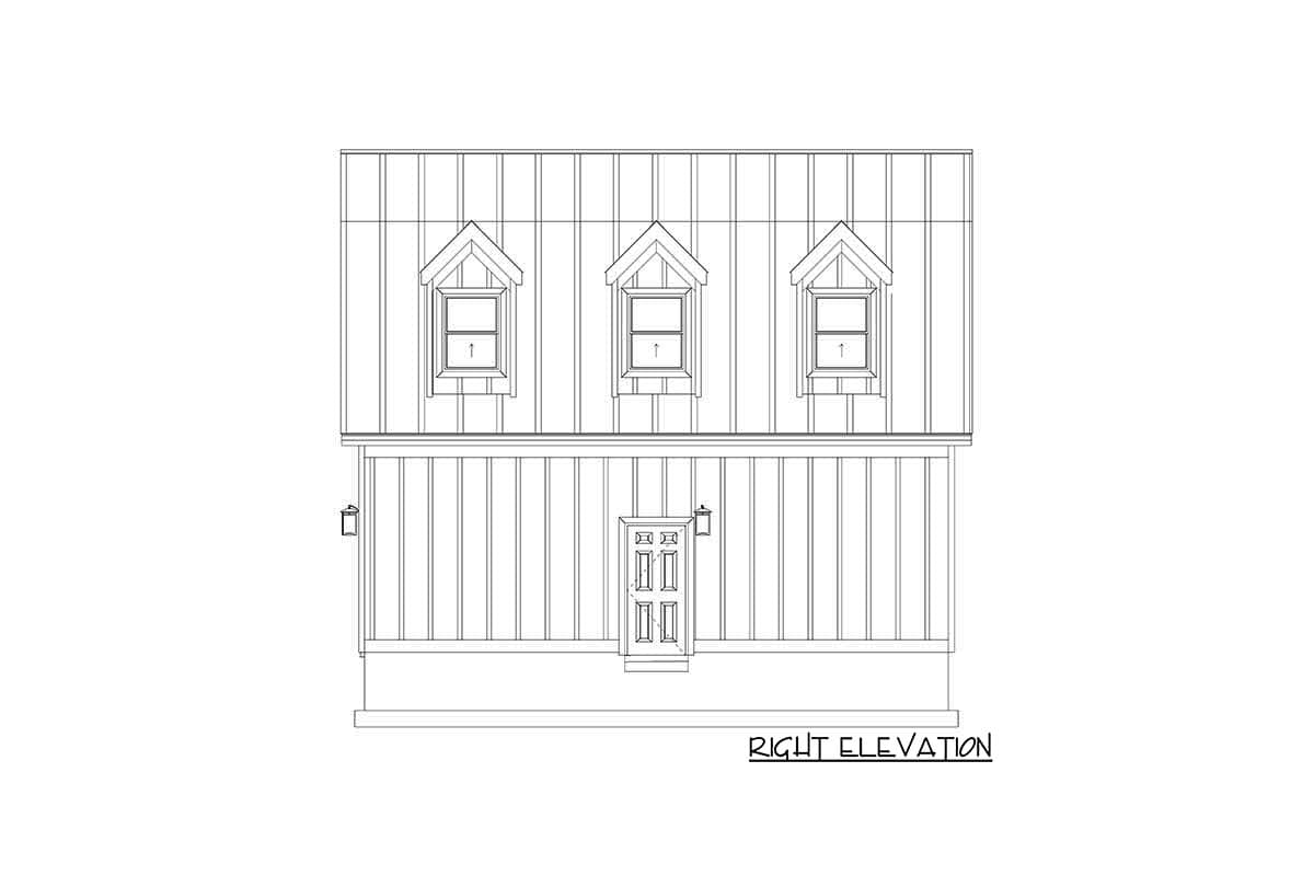 Plan 61418UT: Barn-Like Detached 780 Square Foot 2-Car Garage with Bonus Above - Image #9 - Country, Rustic