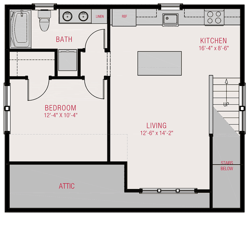 Plan 50220PH: 639 Square Foot Craftsman Garage Apartment with Shed Dormer - Floor Plan - 2nd Floor - Carriage, Cottage, Country, Craftsman, Traditional