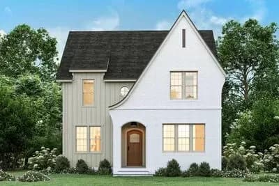 Contemporary 2800 Square Foot Cottage with Painted Brick and Vertical Siding Exterior