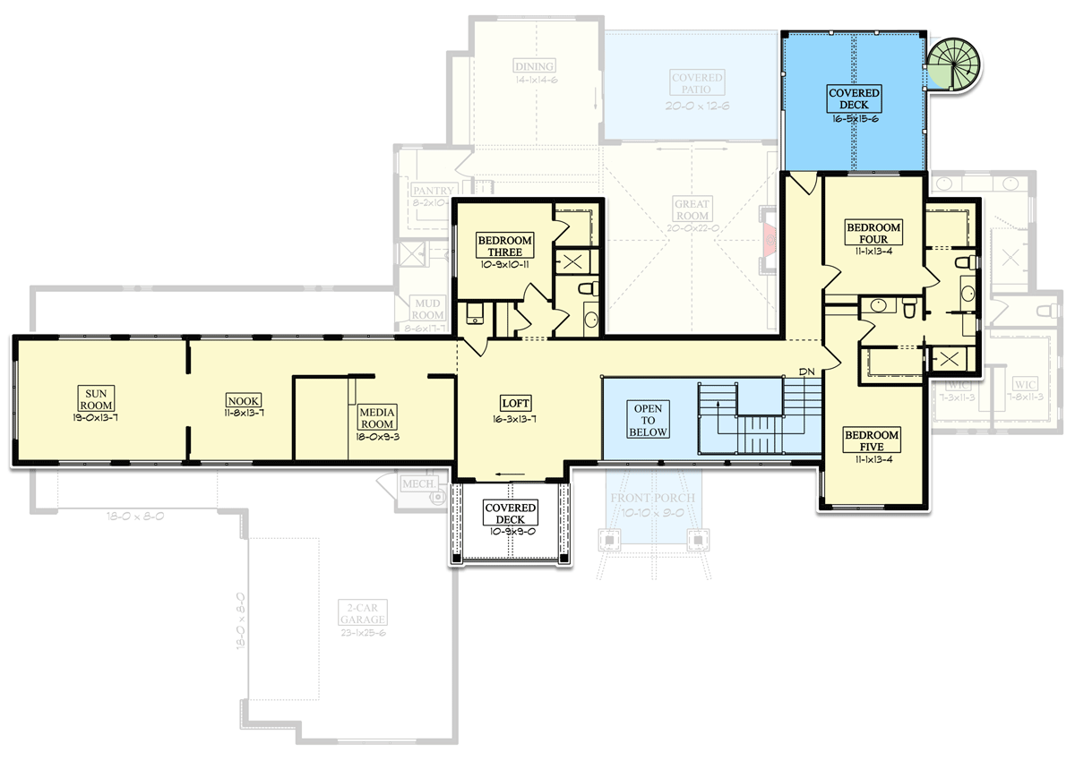 Plan 95193RW: Spacious Mountain Craftsman Plan with Study and Guest Suite - Floor Plan - 2nd Floor - Craftsman, Mountain, New American, Rustic