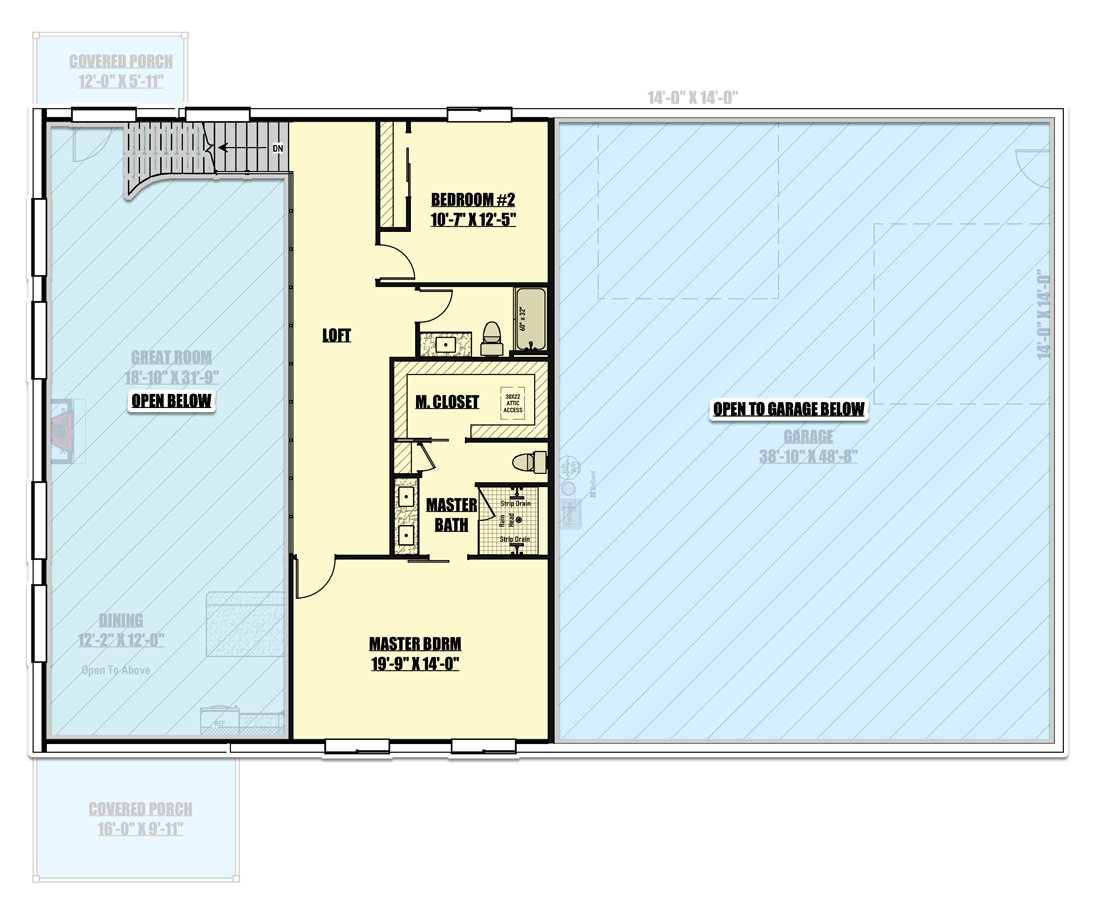 Plan 400015FTY: 3000 Square Foot Barndominium-Style House Plan in Popular 80 by 50 Footprint - Floor Plan - 2nd Floor - Barndominium, Country, Rustic, Vacation