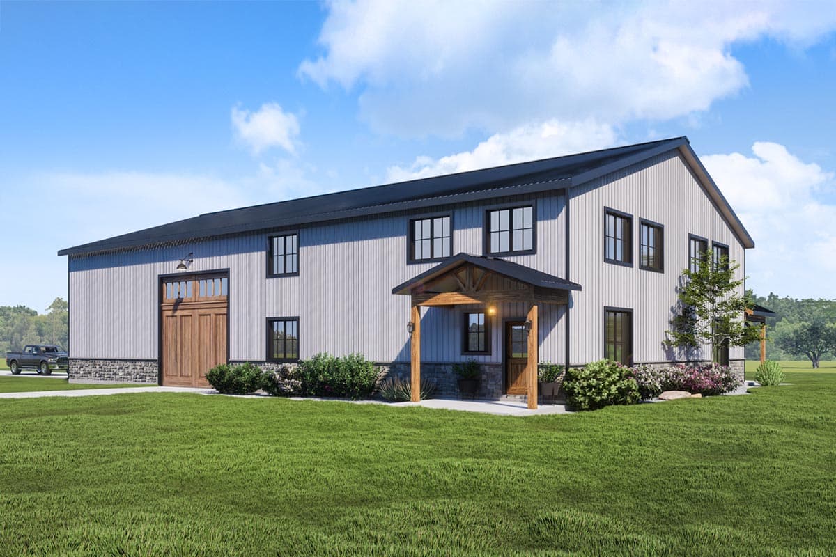 Plan 400015FTY: 3000 Square Foot Barndominium-Style House Plan in Popular 80 by 50 Footprint - Image #6 - Barndominium, Country, Rustic, Vacation