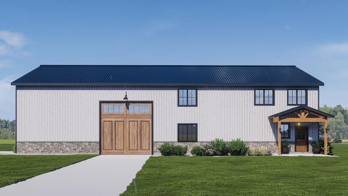 Plan 400015FTY: 3000 Square Foot Barndominium-Style House Plan in Popular 80 by 50 Footprint - Image #5 - Barndominium, Country, Rustic, Vacation