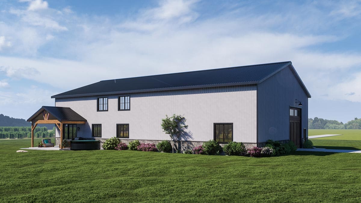 Plan 400015FTY: 3000 Square Foot Barndominium-Style House Plan in Popular 80 by 50 Footprint - Image #4 - Barndominium, Country, Rustic, Vacation