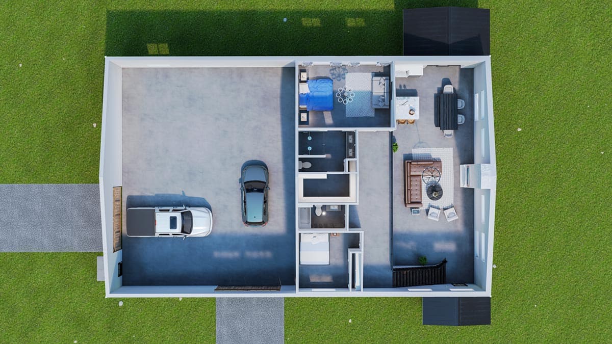 Plan 400015FTY: 3000 Square Foot Barndominium-Style House Plan in Popular 80 by 50 Footprint - Image #22 - Barndominium, Country, Rustic, Vacation