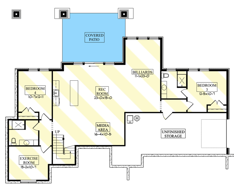 Plan 95195RW: Downsized Mountain Prairie House Plan Under 2300 Square Feet with Lower Level Expansion - Floor Plan - Optionally Finished Lower Level - Craftsman, Mountain, New American, Prairie, Transitional
