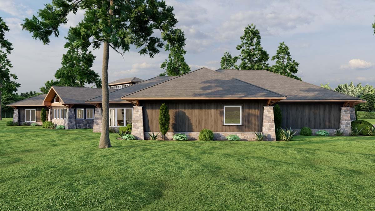 Plan 70840MK: Rustic Ranch Under 3700 Square Feet with Porte-Cochere and an Angled 3-Car Garage - Image #6 - Prairie, Ranch, Rustic