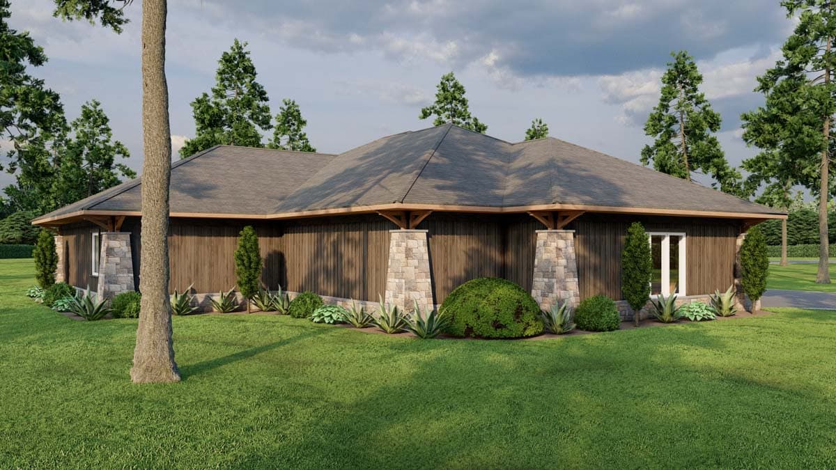 Plan 70840MK: Rustic Ranch Under 3700 Square Feet with Porte-Cochere and an Angled 3-Car Garage - Image #7 - Prairie, Ranch, Rustic