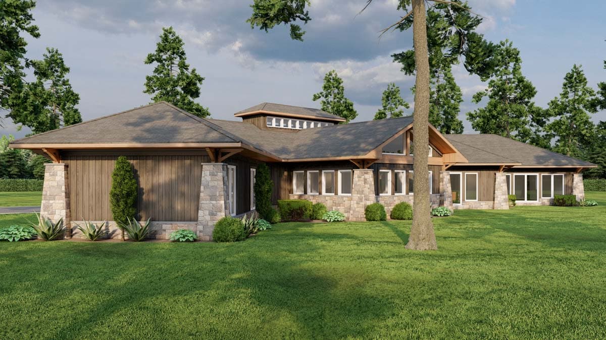 Plan 70840MK: Rustic Ranch Under 3700 Square Feet with Porte-Cochere and an Angled 3-Car Garage - Image #11 - Prairie, Ranch, Rustic