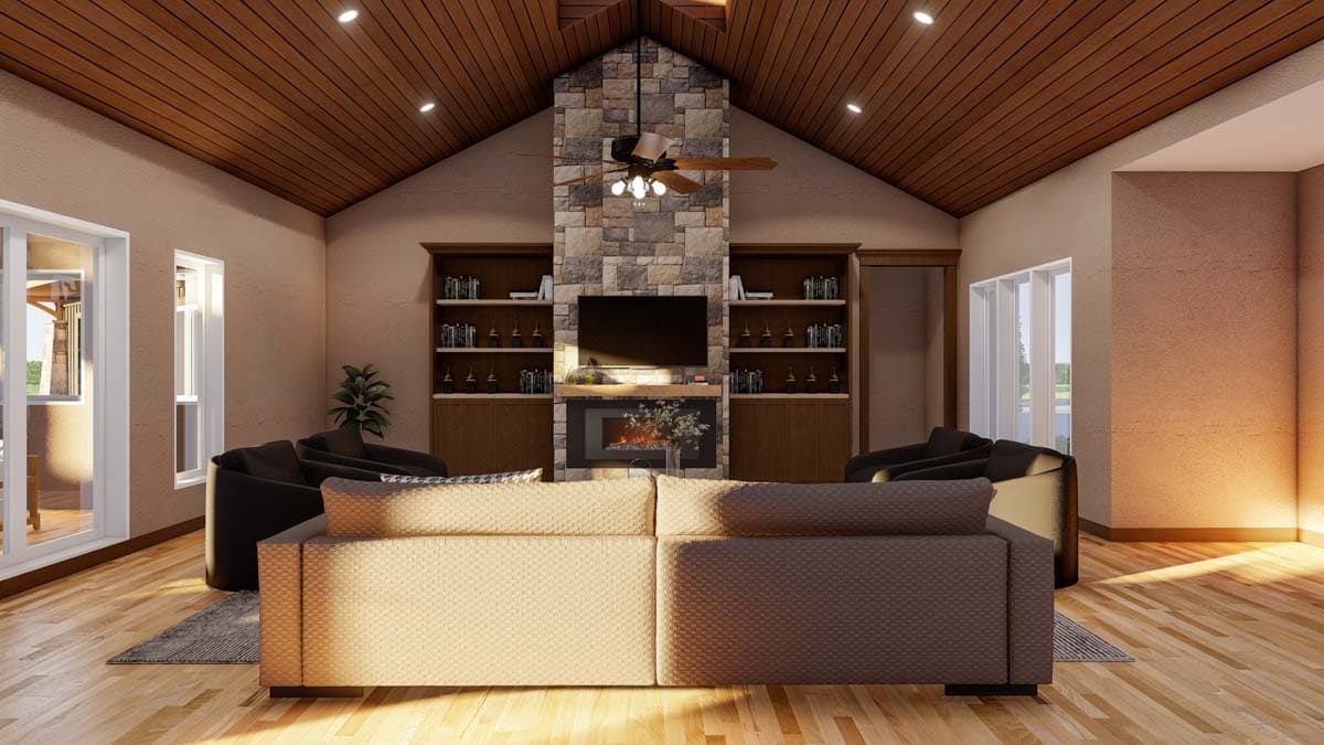 Plan 70840MK: Rustic Ranch Under 3700 Square Feet with Porte-Cochere and an Angled 3-Car Garage - Image #14 - Prairie, Ranch, Rustic