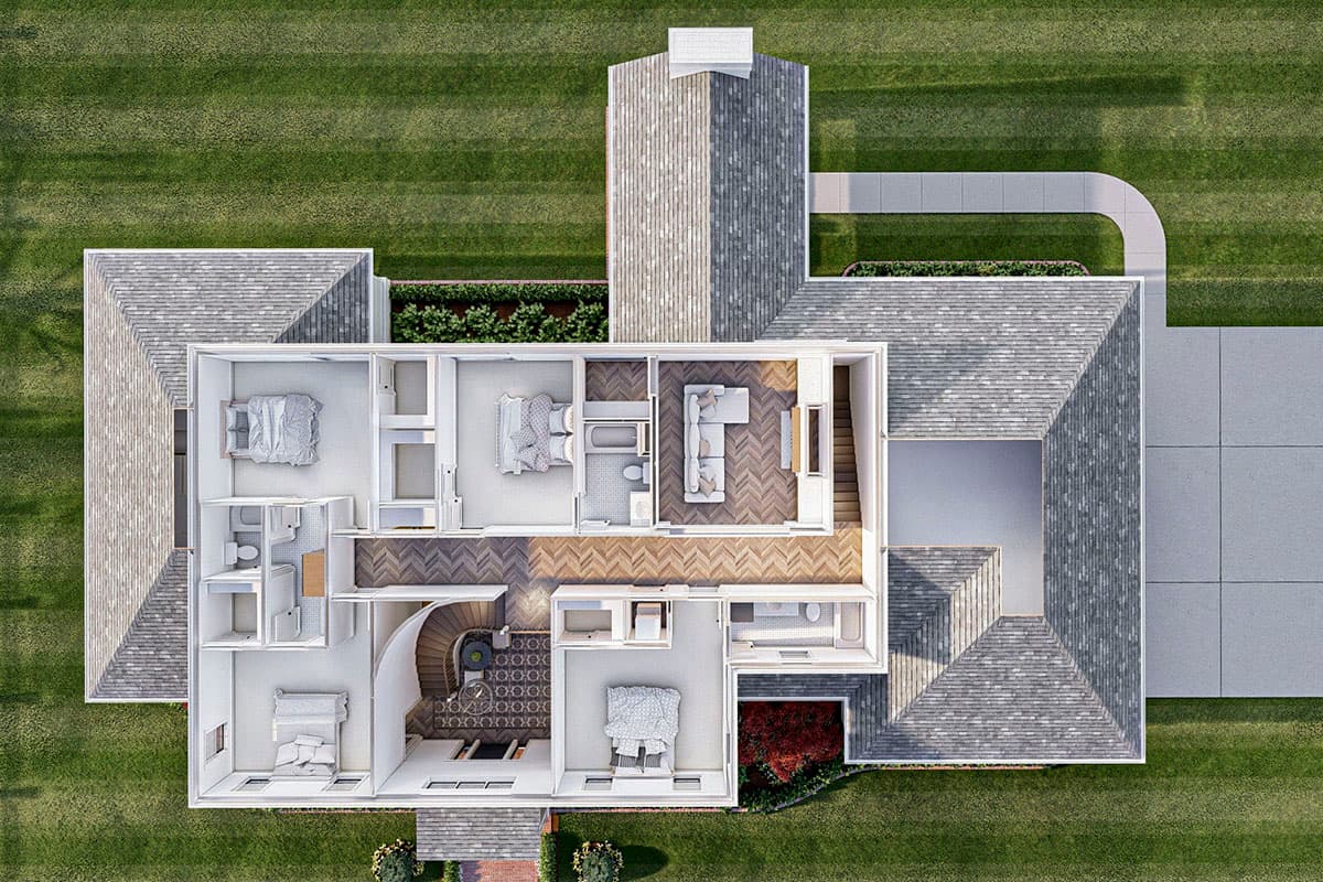 Plan 623176DJ: 4300 Square Foot 2-Story Southern Traditional House Plan with Two Stairs and an Upstairs Family Room - Image #21 - Colonial, Southern, Southern Traditional, Traditional
