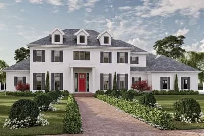 4300 Square Foot 2-Story Southern Traditional House Plan with Two Stairs and an Upstairs Family Room