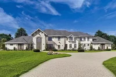 Sprawling New American Home Plan with Deluxe Master Bedroom and Ensuite