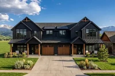 Modern Farmhouse Duplex House Plan with Matching 3-Bed Units Under 2200 Square Feet