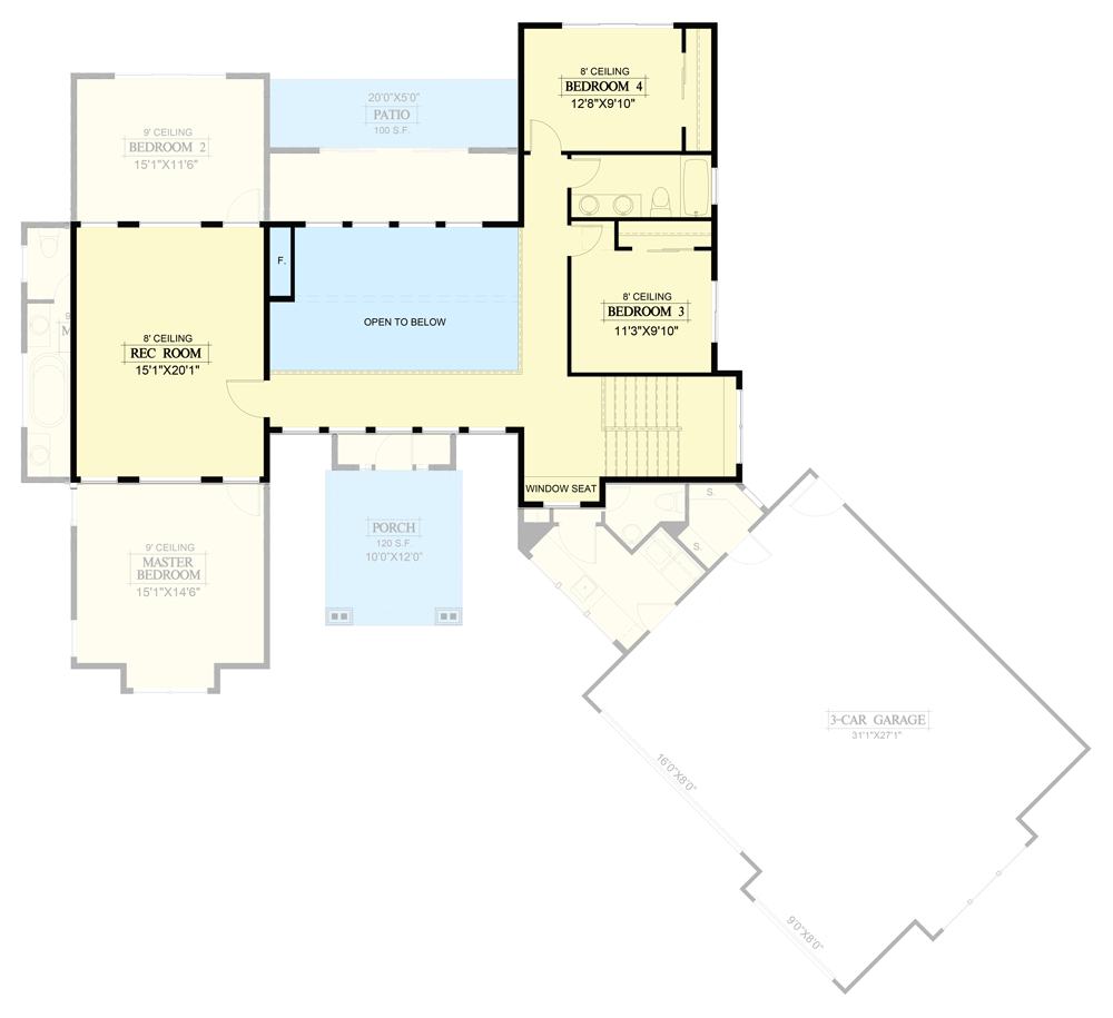 Plan 365030PED: Exclusive 2-Story Country Home Plan with Main-level Master Bedroom - Floor Plan - 2nd Floor - Country, Craftsman, Modern Farmhouse, New American, Northwest, Transitional