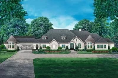 Sprawling Hill Country House Plan with Motor Court and Over 6,100 Square Feet of Living Space