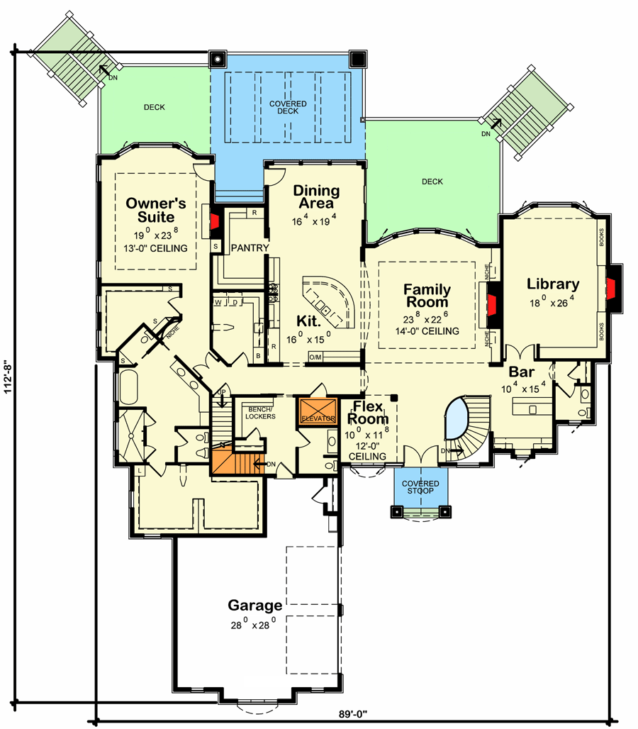 Plan 42429DB: Spacious European Ranch Plan with Main-level Owner's Suite and Walkout Basement - Floor Plan - Main Level - Craftsman, European, Ranch, Southern, Traditional