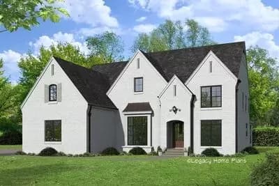 5-Bed Painted Brick House Plan Under 5000 Square Feet