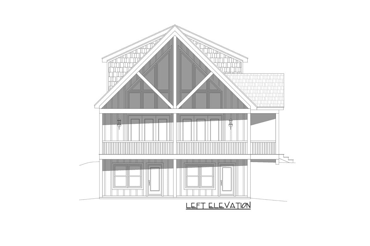 Plan 680065VR: 1770 Square Foot Lake House Plan with Large Vaulted Covered Side Porch and Lower Level Expansion - Image #3 - Country, Craftsman, Mountain, Rustic