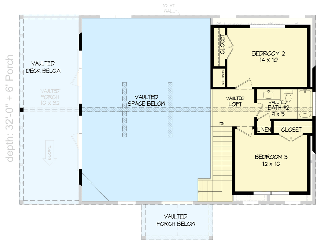 Plan 680065VR: 1770 Square Foot Lake House Plan with Large Vaulted Covered Side Porch and Lower Level Expansion - Floor Plan - 2nd Floor - Country, Craftsman, Mountain, Rustic