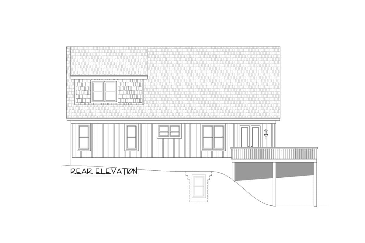 Plan 680066VR: Two-Story Lake House Plan Under 1800 Square Feet with Vaulted Great Room and Lower Level Expansion - Image #4 - Cottage, Country, Craftsman, Mountain, Vacation
