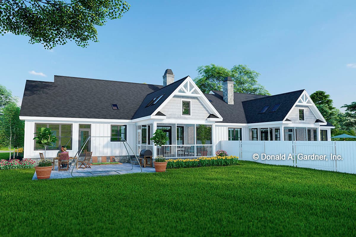 Plan 444379GDN: Rustic Duplex House Plan with Mirrored 3-Bed Units Under 1700 Square Feet - Image #4 - Country, Craftsman, Ranch, Rustic