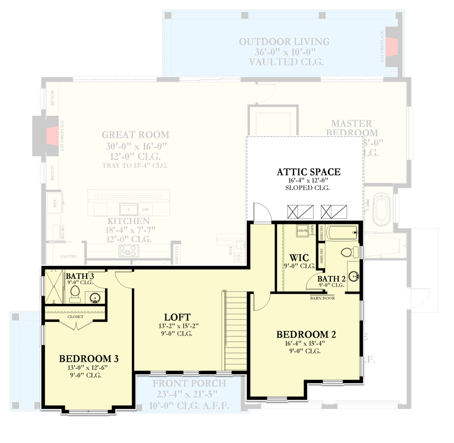 Plan 82276KA: 2-Story Beach Bungalow with Main-floor Master Bedroom and Home Office - Floor Plan - 2nd Floor - Beach, Bungalow, Coastal, Country, Craftsman