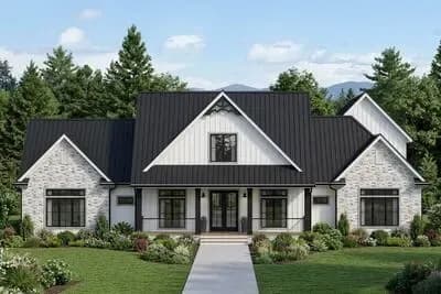 3,000 Square Foot Modern Farmhouse Plan with Optional Bonus Room over Garage