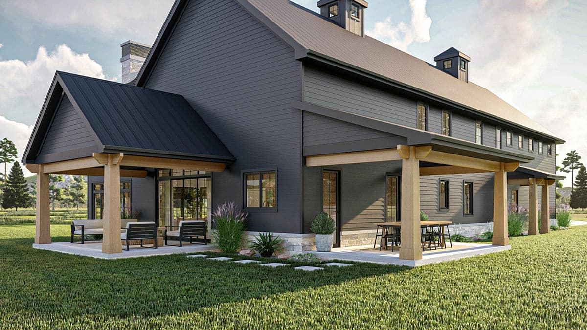 Plan 623183DJ: 4-Bed Barndominium-Style House Plan with 3 Outdoor Spaces - 2734 Sq Ft - Image #5 - Barndominium, Country, Farmhouse, Modern Farmhouse, Rustic